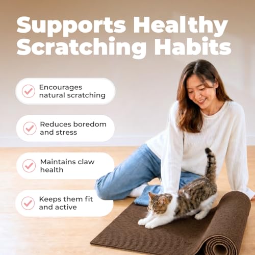 Best Pet Supplies Catify Cat Scratcher, Fun Interactive Scratchers, Posts, Poles, Claw Safe, Furniture Saver Indoor Play Support Natural Cat Behaviors Heavy Duty - Brown, 78.7 x 15.8 - color: Brown Mat - 78.7 x 15.8"