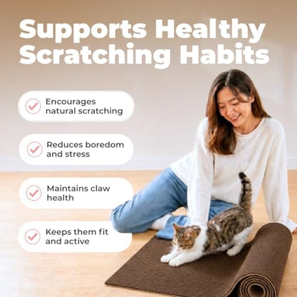 Best Pet Supplies Catify Cat Scratcher, Fun Interactive Scratchers, Posts, Poles, Claw Safe, Furniture Saver Indoor Play Support Natural Cat Behaviors Heavy Duty - Brown, 78.7 x 15.8 - color: Brown Mat - 78.7 x 15.8"
