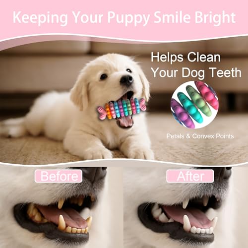 Puppy Teething Toy, Indestructible Dog Chew Toys for Aggressive Chewers, Puppy Toys to Keep Them Busy and Clean Teeth, Interactive Dog Toy for Small & Medium Breeds