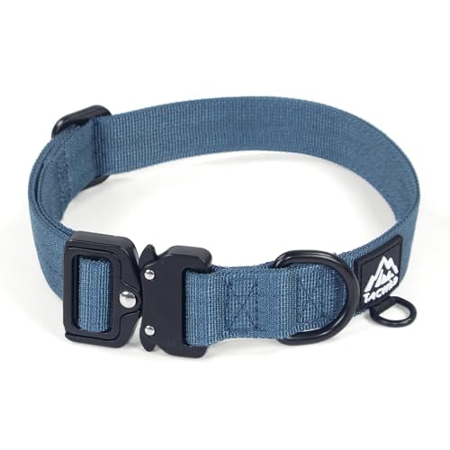 Large Dog Collar Heavy Duty Dog Collars for Medium- Adjustable, Chew Proof Nylon Collar with Metal Quick Release Buckle and D-Ring for Dog Tags (Haze Blue, L) - color: Haze Blue, size: L(1''Width, Fit 14''-20'')