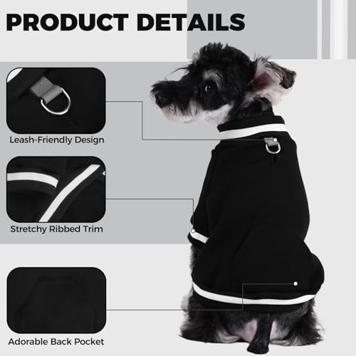 BINGPET Small Dog Sweater Pullover Fleece Vest with Leash Hole & D-Ring,Cotton Dog Hoodie for Small Medium Large Dogs Puppy Boys Girls,Thick Soft Fleece Winter Dog Clothes Cold Weather Sweatshirt Coat - color: Black, size: XS(Chest: 15",Neck: 10",Back: 10