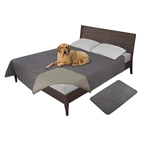 Easy-Going 100% Waterproof Dog Bed Cover Washable Couch Cover Non-Slip Sofa Cover Furniture Protector Cover Reusable Incontinence Bed Underpads for Pets Kids Children Dog Cat(52x82 in,Gray) - color: Gray, size: 52x82 in