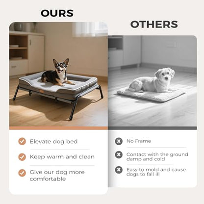 Raised Dog Bed for Small Dogs, Waterproof Elevated Dog Cot, Outdoor Cooling Pet Bed - size: 32"L x 25"W x 7"Th
