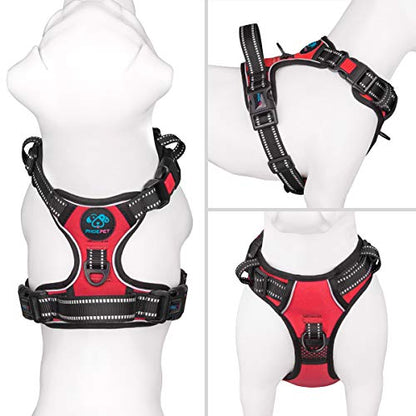 PHOEPET No Pull Dog Harnesses for Small Dogs Reflective Adjustable Front Clip Vest with Handle 2 Metal Rings 3 Buckles [Easy to Put on & Take Off](XS, Red) - color: Red, size: Extra Small
