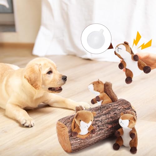 Squirrel Hide and Seek Dog Toy, Squeaky Interactive Dog Toys for Boredom, Plush Dogs Toys to Keep Them Busy, Relive Anxiety, Attract Attention, Puzzle Toy for Smal and Medium Dogs - style: Squirrel
