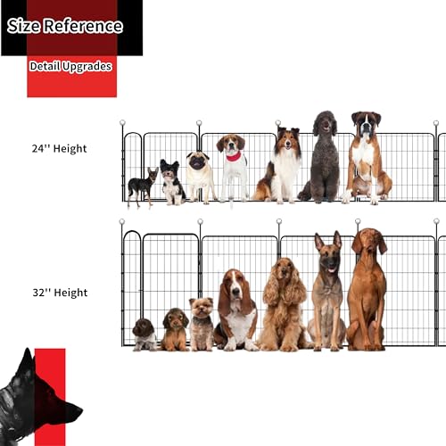 Puppy Playpen, IGOOUO 24'' Portable Dog Playpen with Easy-Carry Straps,4 Panels Dog Pen Play Pen for Small Dogs,Rustproof Pet Playpen for Camping RV Yard(with One Door) - size: 24'' High