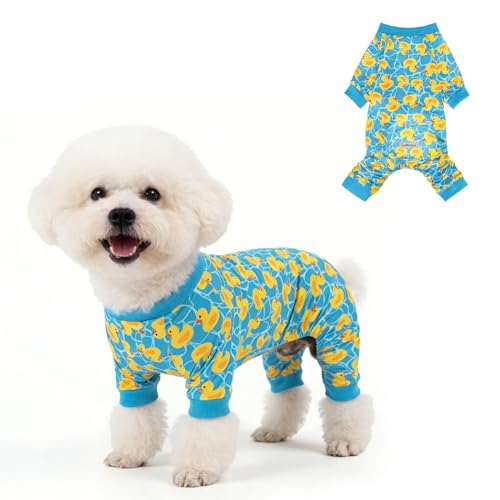 SCENEREAL Cooling Sunblock Dog Clothes for Small Medium Dogs, UPF 50+ UV & Insect Protection Quick Dry Dog T Shirts for Outdoor, Jumpsuit Pet Pajamas, Dirt-Resistant Shedding Control Onesie - color: Yellow Duck, size: S