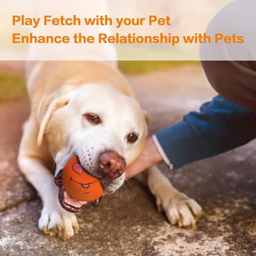 Squeaky Dog Toy Chewing Dog Toys Durable Teething Latex Rubber Soft Interactive Fetch Play Dog Balls with Funny Face for Puppy Small Medium Pet Dog (5PCS) - color: 5 PCS Smile Face