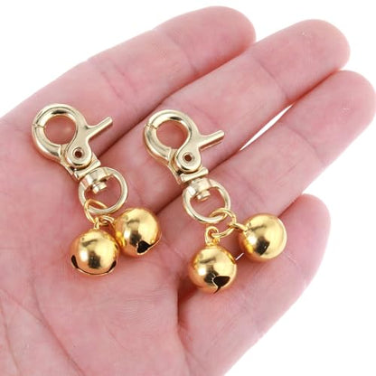 Xthrotsenk 2 Pcs Gold Bells for Dog Collars Cat Bell for Pet Collar Pet Bell with Heavy Duty Snap Clips Pet Pendant Accessories Pet Christmas Gift Training Pet Collar Charms