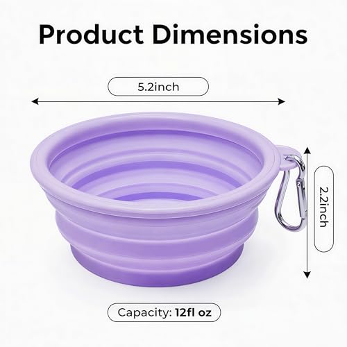 Collapsible Dog Bowls 2-Pack, Portable Travel Dog Bowl with Carabiner, Food-Grade BPA-Free Silicone Pet Food & Water Bowl for Dogs & Cats, Hiking Walking Camping (Purple and Mint Green) - color: Purple and mint green
