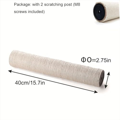 2 PCS M8 Cat Scratching Post Replacement,15.7Inch Sisal Pole Cat Tree Replacement Post with Screws,DIY Scratcher Scratching Post Replacement, Pad, Crafts Gardening Hammock Home Decorating