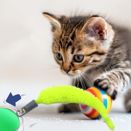BOXOB 5 Pcs Cat Ball Toy Replacement Tails, Interactive Cat Toy Tail Accessories Cat Toy Automatic Moving Ball Replacement Rope Compatible with 2.0