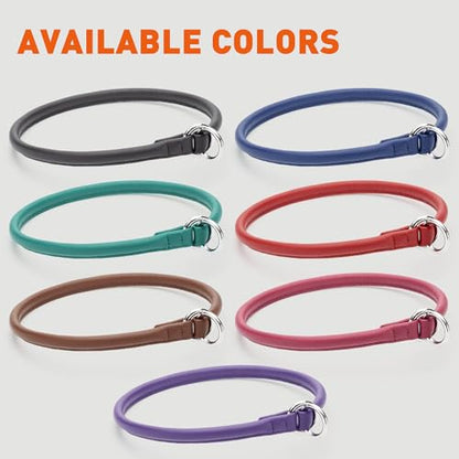 Dogline Soft and Padded Round Leather Choke Collar for Dogs (Pink, W3/8-in x L20-in) - color: Pink, size: W3/8-in x L20-in