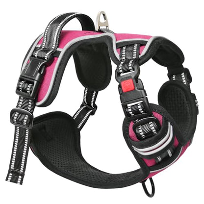 No Pull Dog Harness, No Choke Front Lead Dog Reflective Harness, Adjustable Soft Padded Pet Vest with Easy Control Handle for Small Medium Large Dogs, S - color: Lock-Rosy, size: Small (Pack of 1)
