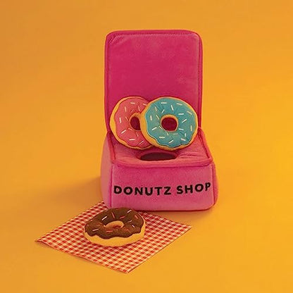 ZippyPaws Burrow- Interactive Dog & Puppy Toys for Boredom, Stimulating Pet Products to Keep Them Busy, Hide & Seek Plush Dog Puzzle, Enrichment Squeaky Toy, for Small & Medium Dogs- Donutz Box - style: Donutz Box