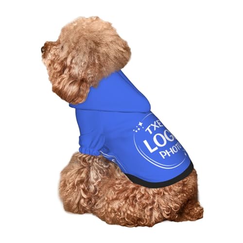 Personalized Dog Hooded Sweatshirt Pet Sweatshirt Design Custom Picture Text Clothes for Small Dogs Cats Customized Puppy Apparel Gifts Blue 2 Pet Hoodies - color: Blue 2, size: Large