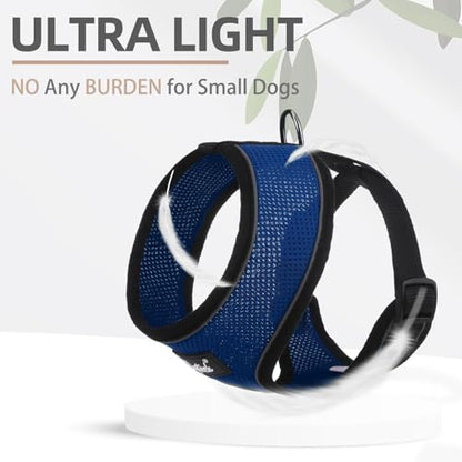 PUPTECK Soft Mesh Dog Harness and Leash Set Pet Puppy Cat Comfort Padded Vest No Pull Harnesses, Solid NavyBlue, XS - color: NavyBlue, size: XS (NECK: 10", CHEST: 10"-14")
