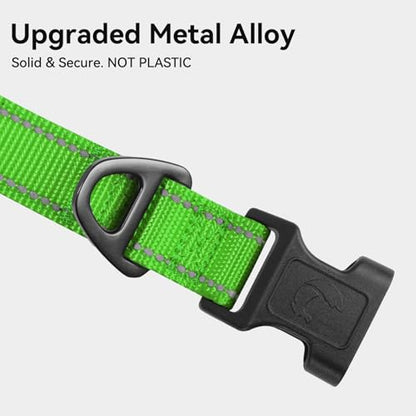 Joytale Reflective Dog Collar, Soft Neoprene Padded, Metal D-Ring, Nylon Pet Collar Adjustable for Small Dogs, Green, S - color: Green, size: Small (Pack of 1)