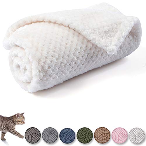 Warm Soft Fuzzy Dog or Cat Blanket, Plush Fleece Throws for Puppy, Kitten, Medium, Large Dogs - Ivory (M/32" x 40") - color: Ivory, size: M/32" x 40"