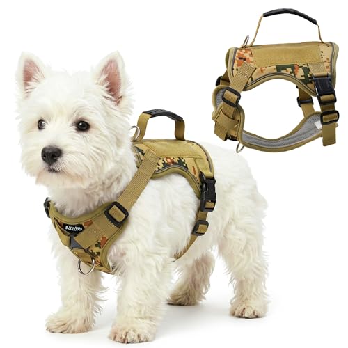 AIITLE Small Dog Harness No Pull, Reflective Adjustable Vest with Handle, No Choke Design, Dual Metal Leash Clips for Walking Training Running Camping, Small Medium Breeds - Camouflage XS - color: Camouflage, size: XS