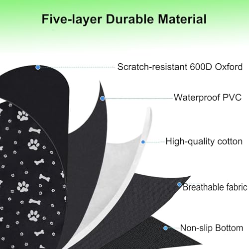 Dog Playpen Bottom Pad Mat for 36" 4-Panel Playpens - Scratch & Chew-Resistant Puppy Pen Floor Mat with Hook & Loop Fasteners, Waterproof & Leakproof, Non-Slip (Black) (Playpen Not Included) - color: Black