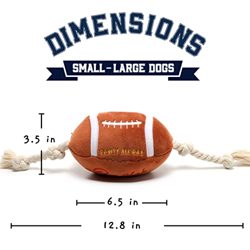 CHEWFFON Durable Dog Football Toy with Rope - Interactive Tug Toy for Small, Medium & Large Dogs - Outdoor Fetch Ball & Teething Puppy Toy