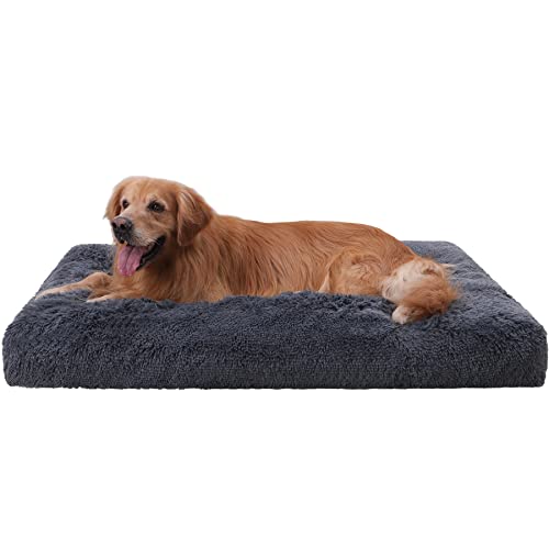 Vonabem Jumbo Dog Bed Washable with Removable Cover Waterproof, XXL Large Dog Crate Beds 48 inch, Plush Pet Beds Kennel Pad Dark Grey - color: Dark Grey, size: 48.0"L x 29.0"W x 3.5"Th