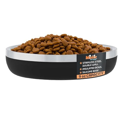 Master Pet Supply Stainless Steel Cat Bowls - 9 oz Heavy Duty - Black Velvet, Double Wall Extra-Thick Insulated, Non-Slip Pet Water Bowl for Cats & Pets, Anti Rust Metal, Dishwasher Safe - color: Black Velvet