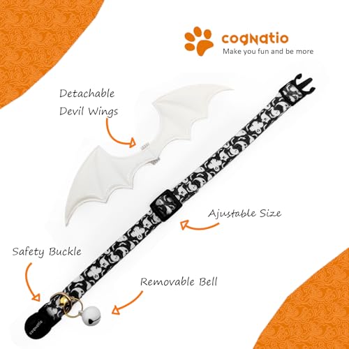 2 Pack Breakaway cat Collars with Bell,Safety Quick Release Pendant Cute Kitten Collar,Adjustable 20-30cm (Ghost, 20-30cm) - color: Ghost
