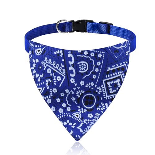 Blue Dog Bandana for Medium Dogs Cats Handkerchief for Cats Blue Bandana for Cats Puppy Bandana Dog Collar for Wedding Halloween Holiday Bandanas for Medium Dogs Head Scarf for Pet - color: blue