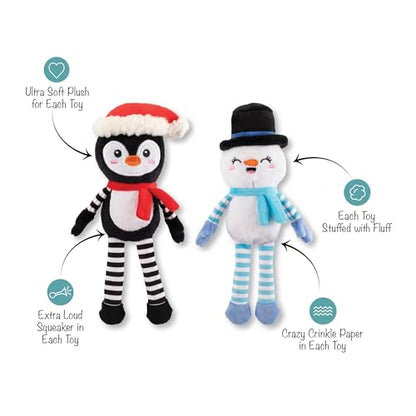 Fringe Studio Pet Toy, Ultimate CHILLERS Plush Dog Toy 2 Piece Set, Penguin & Snowman, PetShop Collection (312066) - color: Chillers