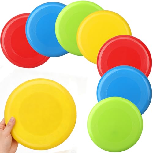 Amarlozn Jumbo 8" Flying Disc Toys for Kids Adults, 8 Pack Flying Sport Yard Ring Toy for Outdoor Beach Accessories Backyard Lawn Park, Toss and Catch Game Sports Toy for Boys Girls