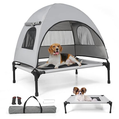 Elevated Outdoor Dog Bed with Canopy – Cooling Camping Tent, Removable Shade, Off-Ground Cot, Small