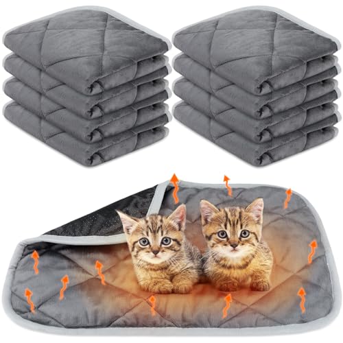 8 Pack Self Heating Cat Mat Self Warming Cat Bed Extra Warm Thermal Pet Bed Mat Reflects Body Heat Washable Dog Crate Pad for Indoor Outdoor Pets (Gray,16 x 20 Inch) - color: Gray, size: 16 x 20 Inch
