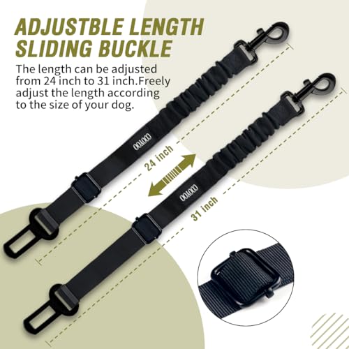 Dog Seat Belt,Retractable Dog Car Harness Seat Belt for Car Adjustable Nylon Pet Safety Seat Belts Heavy Duty & Elastic Bungee Buffer - color: 07-Olive