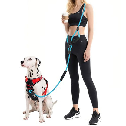 Cymiler Hands Free Dog Leash, 8 Ft Reflective Cross-Body Pet Rope Leashes with Sponge Handle, Heavy Duty Nylon, for Running, Hiking, Training, Waist Leash for Small Medium Large Dogs (Blue) - color: Blue