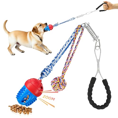 2pcs Dog Tug Toy with Handle - Indestructible Interactive Toy for Aggressive Chewers,Sound Dog Rope Training Toys for Small Dogs to Keep Them Busy,Red
