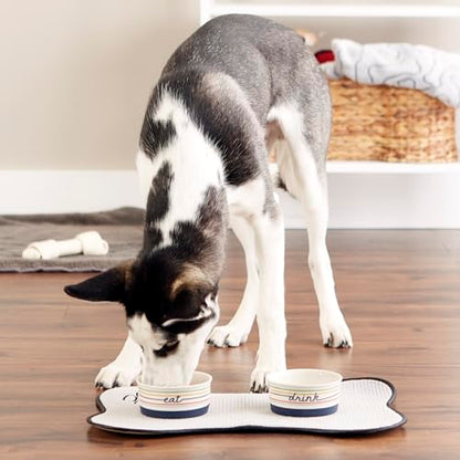 Bone Dry Ceramic Food Bowls, Non-Slip & Dishwasher Safe, Small Set, 4.25x2 Eat/Drink - color: Eat/Drink, size: Small Set, 4.25x2"