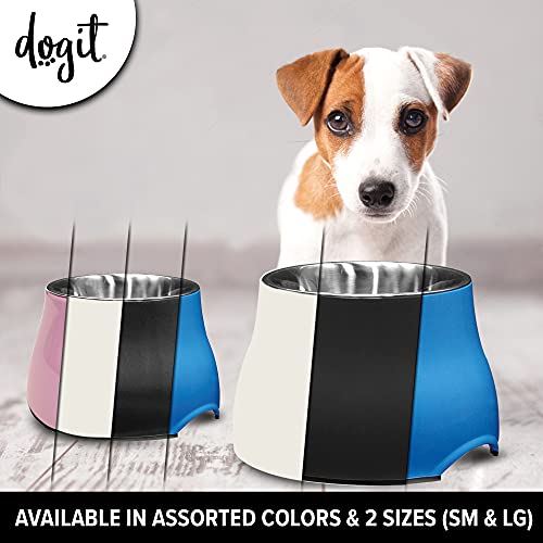 Dogit Elevated Dog Bowl, Stainless Steel Dog Food and Water Bowl for Large Dogs, White, 73753 - color: Off White, size: Large