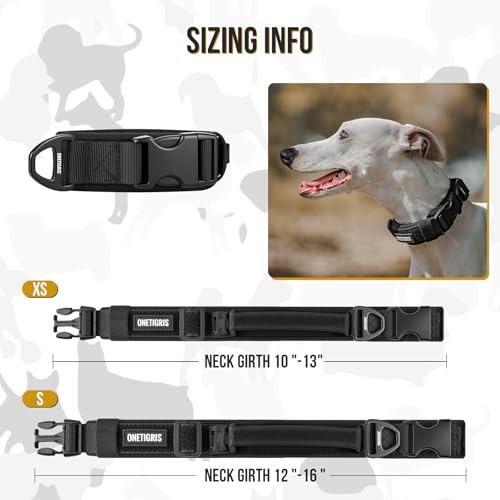 OneTigris Small Dog Collar with Handle, Soft and Adjustable Nylon Collar with Quick-Release Buckle, Lightweight No-Choke Design for Small Dogs(Black, XS) - color: Black, size: XS(10"-13")