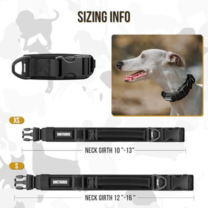 OneTigris Small Dog Collar with Handle, Soft and Adjustable Nylon Collar with Quick-Release Buckle, Lightweight No-Choke Design for Small Dogs(Black, XS) - color: Black, size: XS(10"-13")
