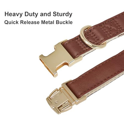 Soft Classic Leather Dog Collar Heavy Duty Padded Collars with Metal Buckle for Puppy Small Medium Dogs (Brown,M) - color: Brown, size: Medium