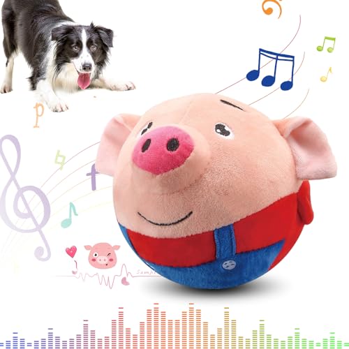 Active Moving Pet Plush Toy,Puppy Dog Toys to Keep Them Busy2026 New Small Dog Dog Squeak Toys,Interactive Dog Toys,Plush Toys for Dogs,Talking Moving Ball Toy (Red Pig) - color: Red Pig