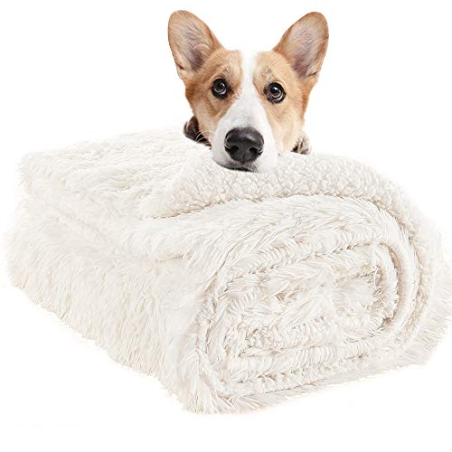 LOCHAS Luxury Fluffy Dog Blanket, Extra Soft and Warm Sherpa Fleece Pet Blankets for Dogs Cats, Plush Furry Faux Fur Puppy Throw Cover, 40''x60'' Cream White - color: Cream White, size: Large(40''x60'')