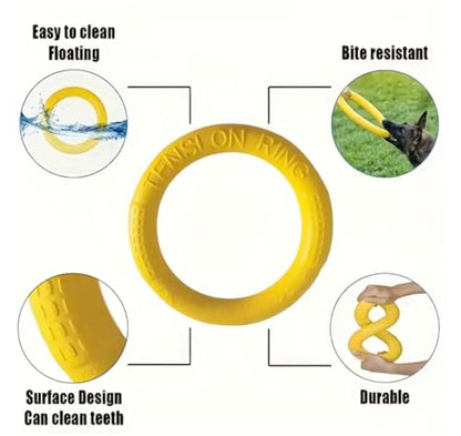 Dog Flying Disc, Premium Quality Flyer Dog Toy for Outdoor & Indoor Fun, Tension Ring Dog Toy for Throwing, Catching, Swimming & Training (Yellow, 6.4 in)