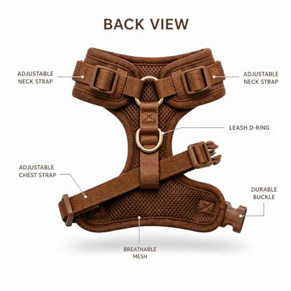 Premium No-Pull Dog Harness Soft Neoprene & Breathable Mesh Vest with Front & Back Clip D-Rings Adjustable Lightweight Walking Harness for Puppies, Small & Medium Dogs (Bronze Brown Gold, M) - color: Bronze Brown Gold, size: M: Neck=15.4-20.1''/Chest=18.1