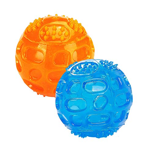 ACEONE Dog Squeaky Ball, Pet Squeak Chew Bouncy Rubber Toy Balls for Small Large Dogs Indestructible Exercise Training Playing - size: 2 Balls 3 Inch