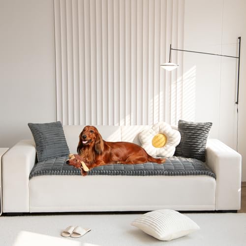 Mitid Sofa Cover Fuzzy Couch Cover for Pet, Couch Covers for Dogs Washable Non-Slip Sofa Slipcover Cushion Protector Pets Friendly Mat - color: Dark Grey, size: 27.6X70.9