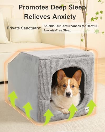 Indoor Dog House for Extra Large Medium Small Sized Dogs - Dog Tent with Washable Removable Cover, Pet Orthopedic Dog Cave Bed Egg-Crate Foam Cushion, Inside Dog House Large Space(L) - size: Large (26"L x 20"W x 20"Th)