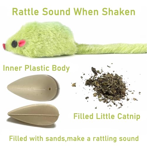 12PCS Cat Mouse Toys,Faux Fur Cat Mice Toys with Plastic Body, Interactive Catnip Toys for Indoor Cats,Perfect for Kittens, Cats, and Puppies!…